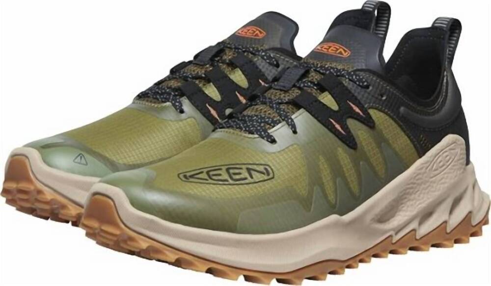 NEW KEEN men's zionic speed shoe in dark olvie/ scarlet ibis